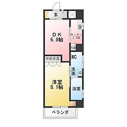 ピーコック・スター 1LDKの間取図画像