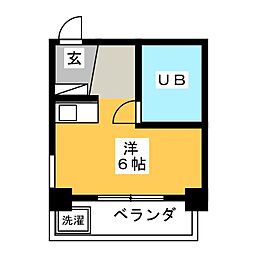 アーバンウェーブ新道 ワンルームの間取図画像