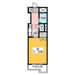 ラ.ネージュ2 1Kの間取図画像