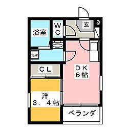 ハーモニーテラス児玉4 1DKの間取図画像