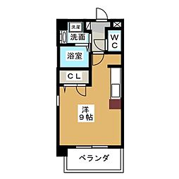 オンディーヌ・花の木 ワンルームの間取図画像