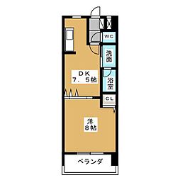 サンモール菊井 1DKの間取図画像