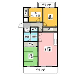 プレステージ社が丘 3LDKの間取図画像