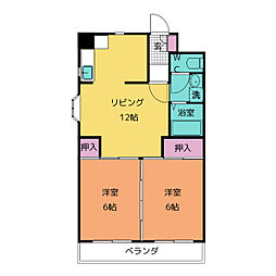 アルトーレ 2階2LDKの間取り