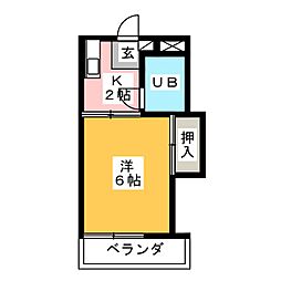 岩田ビル 1Kの間取図画像