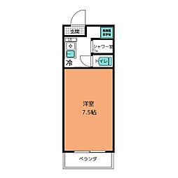 パールマンション社台 1Kの間取図画像