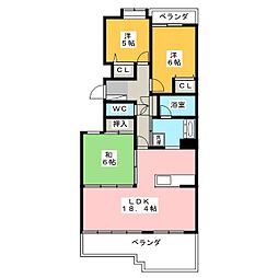 ライオンズガーデンヒルズ富士見台壱番館 3階3LDKの間取り