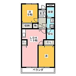 サンシティ名東 2LDKの間取図画像