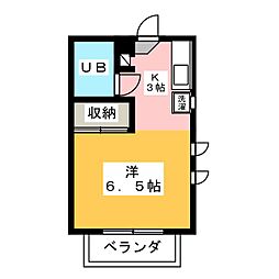 タウン唐山A ワンルームの間取図画像