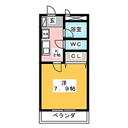 グランモール一社 1Kの間取図画像