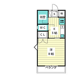 フラッツ砂田 1Kの間取図画像