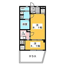 ニューエレガント東山 1階2Kの間取り