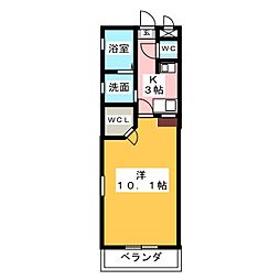 ＫII−ＯＫＡＳＡＮ　Ｂ.参番館 3階1Kの間取り