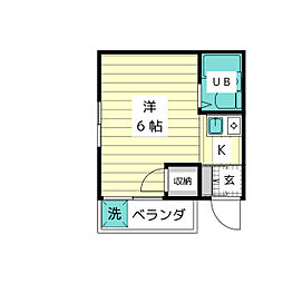 キョウメイタウン 3階ワンルームの間取り