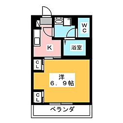 リブリ・自由ヶ丘コート 1階1Kの間取り