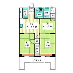 明和ビル 2階3DKの間取り