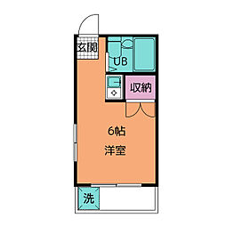 ジョイアスニシハラ 4階ワンルームの間取り