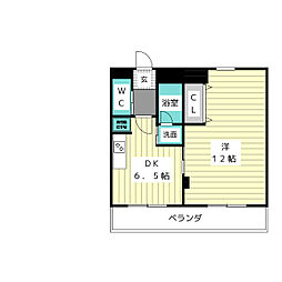 名東コーポ高針 2階1LDKの間取り