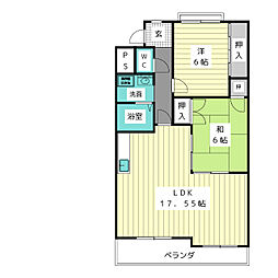 シャンポール幹2 2LDKの間取図画像
