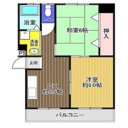 コーポよもぎ 2DKの間取図画像