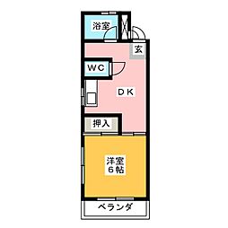 サンライズ2 1DKの間取図画像
