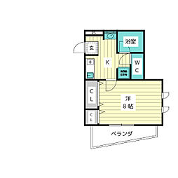 エストレヤビル 1Kの間取図画像