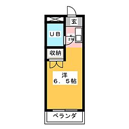 ヒルトップＡ 1階ワンルームの間取り
