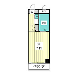 ハートイン大針 ワンルームの間取図画像