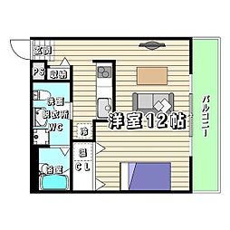 シャンテニエ 1Kの間取図画像