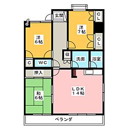 パストラーレ 3LDKの間取図画像