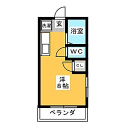 ヴィラモトヤマ ワンルームの間取図画像