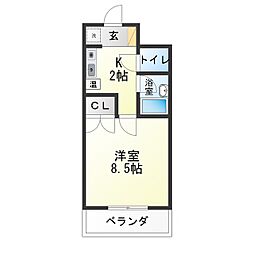 アドバンス・竹越 1Kの間取図画像