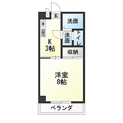 第二末廣ビル 1Kの間取図画像