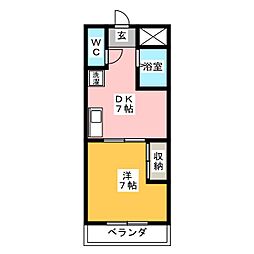 第五名昭ビル 1DKの間取図画像