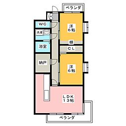 ライオンズマンション東山第2 2SLDKの間取図画像