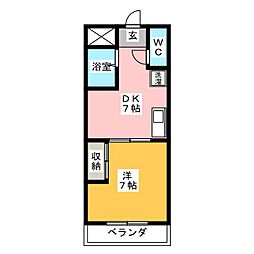 第五名昭ビル 1DKの間取図画像