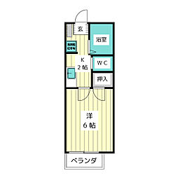 ハミング平和ヶ丘 1Kの間取図画像