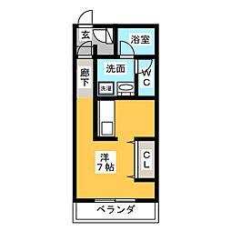 レジデンス一社 1Kの間取図画像