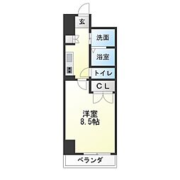 STUDIOKANAREBASHI 1Kの間取図画像