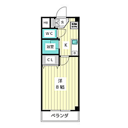 リバティハウス 1Kの間取図画像