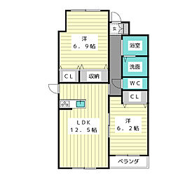 GNO.1美女神 2LDKの間取図画像