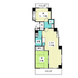 サンリバー高針高針中央ビル 2LDKの間取図画像