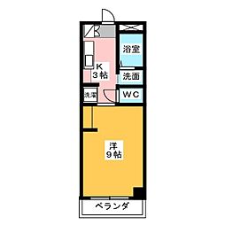シフォン日和 1Kの間取図画像
