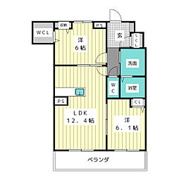 ビューテラス一社 2LDKの間取図画像
