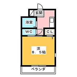 ヤングビレッヂ2 1Kの間取図画像