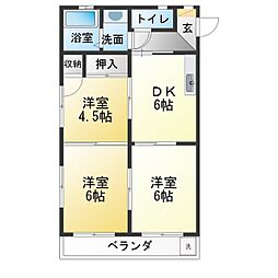 メゾン和幸 3DKの間取図画像