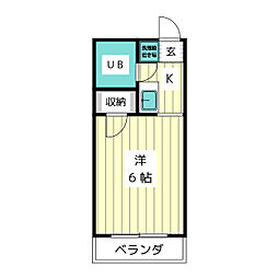 ハウスグリーンヒル1 1Kの間取図画像