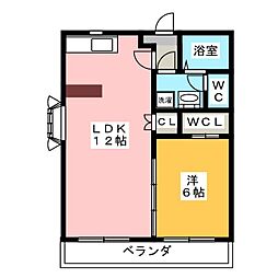 コンフォールよもぎ台 1LDKの間取図画像