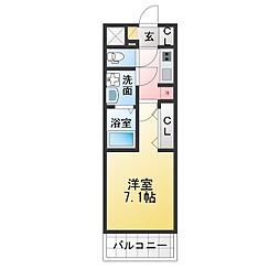 S-RESIDENCE星ヶ丘 1Kの間取図画像