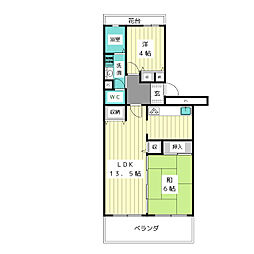 UR都市機構アーバンラフレ星ケ丘4号棟 2LDKの間取図画像
